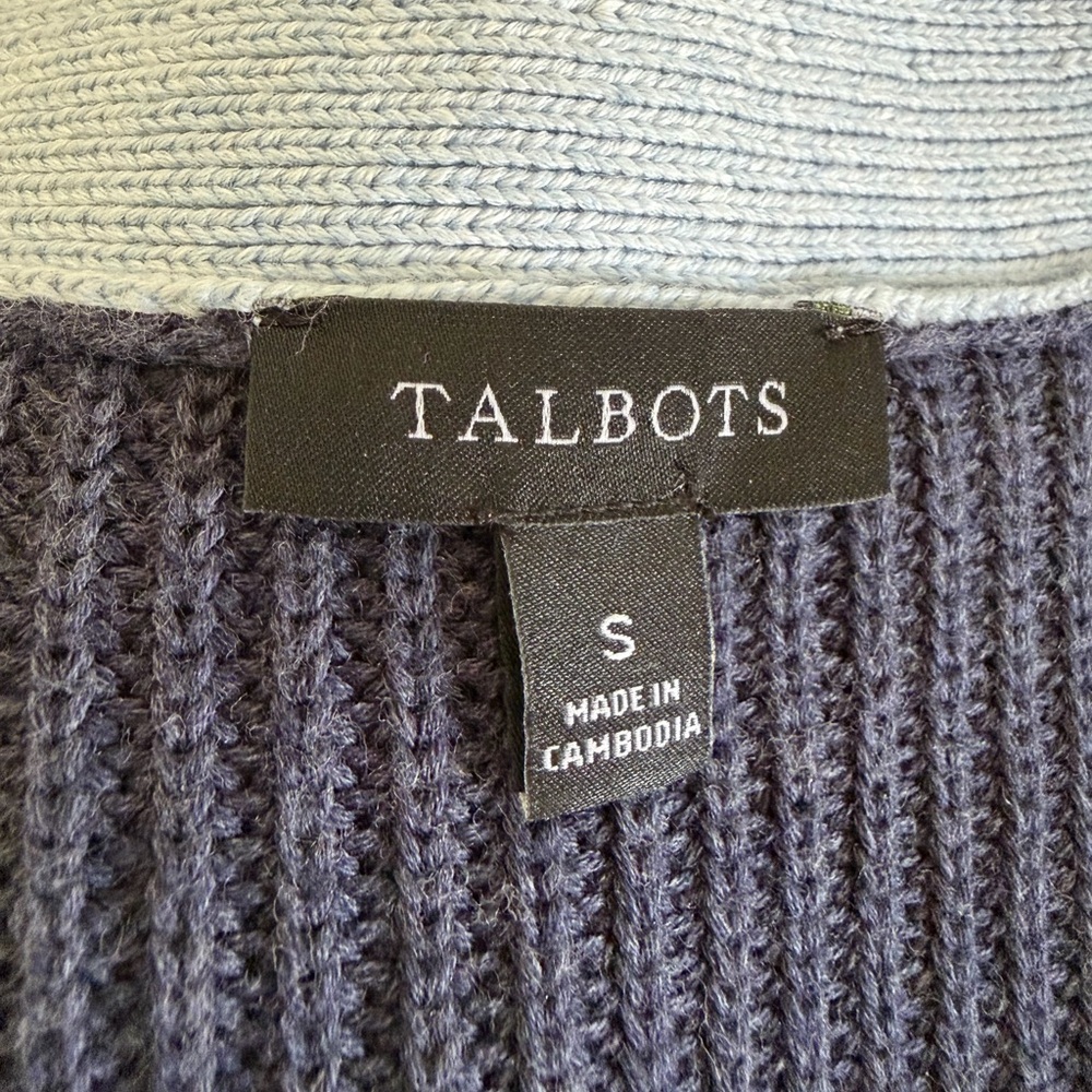 Talbots Navy and Blue Color Blocked Cardigan Size Small - Picture 5 of 5